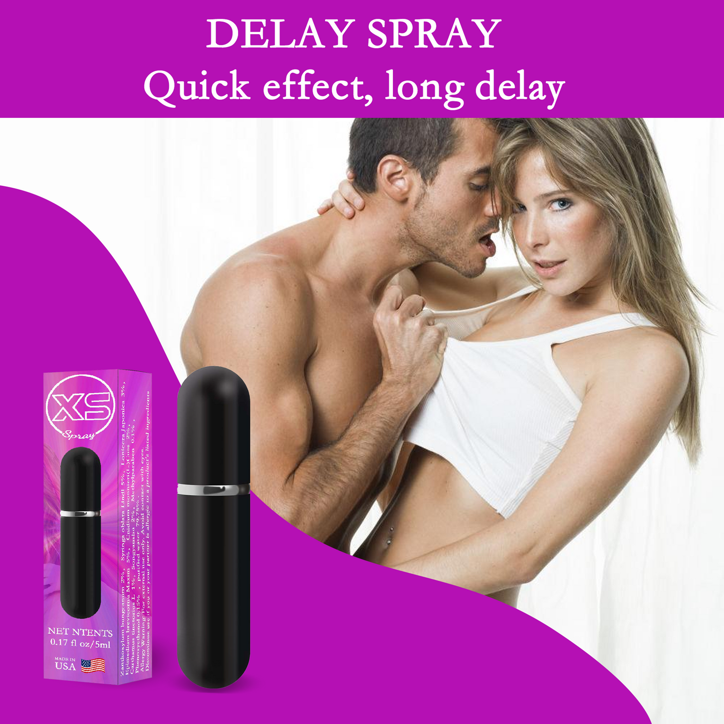 XS Spray - Enhancers - Desensitizing Delay Spray for Men clinically Proven to Help You Last Longer in Bed - Delay Without Losing Pleasure - Delay Sprayer, 5ml